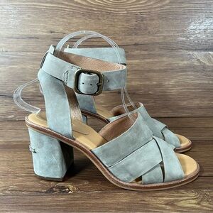 UGG Sandra Gray Leather Block Heel Sandals Women’s Size 7 Shoes